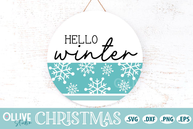 Hello Winter Christmas Door Hanger SVG SVG Ollive Studio 