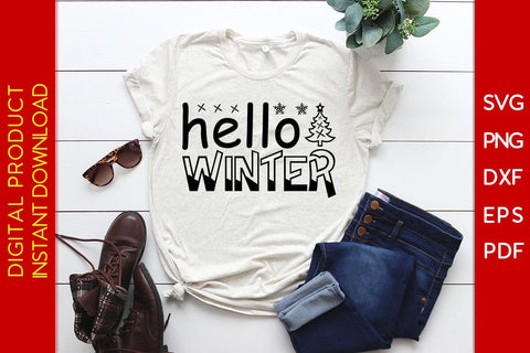 Hello Winter Christmas Winter SVG PNG EPS Cut File SVG Creativedesigntee 