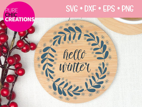 Hello Winter - Cricut - Silhouette - svg - dxf - eps - png - Digital File - SVG Cut File - Winter SVG - Winter clipart - clipart SVG Pure Chic Creations 