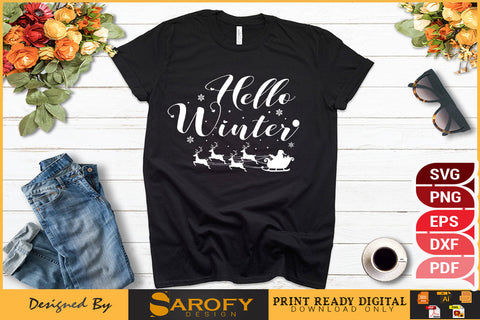 Hello Winter Funny Christmas Design SVG File SVG Sarofydesign 
