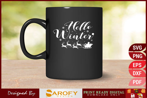 Hello Winter Funny Christmas Design SVG File SVG Sarofydesign 