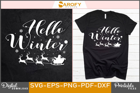 Hello Winter Funny Christmas Design SVG File SVG Sarofydesign 