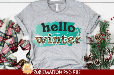 Hello Winter | Leopard Christmas Sublimation PNG Sublimation Cheese Toast Digitals 
