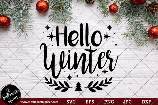 Hello Winter Saying SVG | Christmas SVG | Holiday SVG | Holiday Saying Jpg Eps Dxf Png Cut File for Cricut Clipart Silhouette SVG Loveleen Kaur 