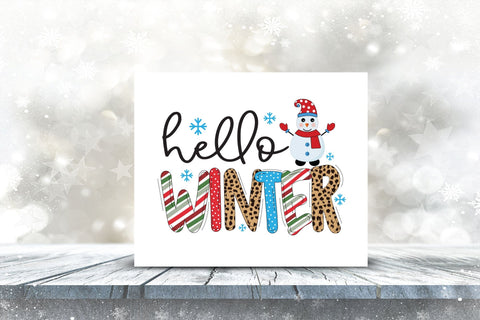 Hello Winter - Snowman Sublimation Design Sublimation CraftLabSVG 