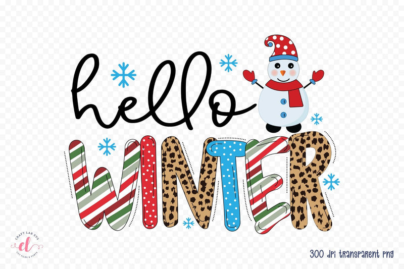 Hello Winter - Snowman Sublimation Design Sublimation CraftLabSVG 