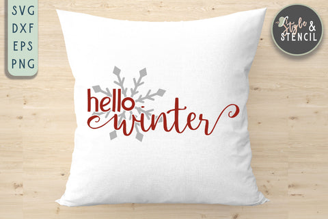 Hello Winter SVG | Christmas | Snowflake SVG Style and Stencil 