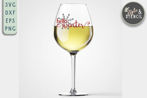 Hello Winter SVG | Christmas | Snowflake SVG Style and Stencil 