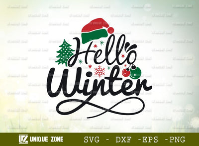 Hello Winter Svg | Christmas Svg | Merry Christmas Svg | Winter Svg | Winter Vibes Svg | Family Christmas | SVG Unique Zone 