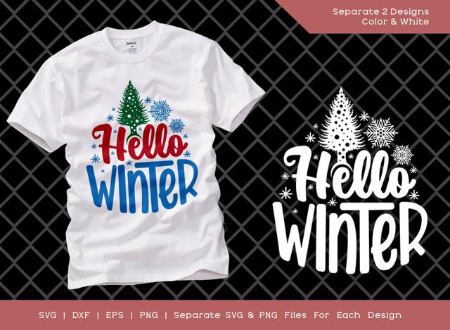 Hello Winter SVG Cut File | Christmas Svg | Winter Svg | Wintertime Svg | T-shirt Design SVG ETC Craft 