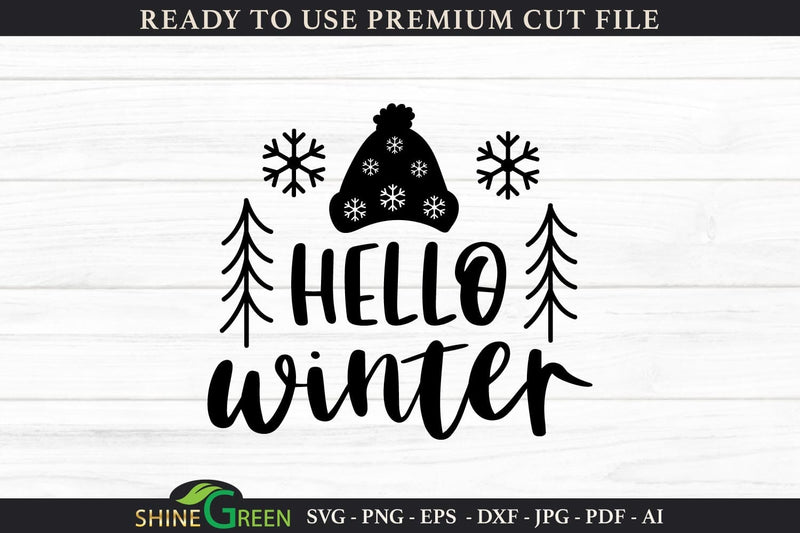 Hello Winter SVG Cut File for Pillows, Signs - So Fontsy