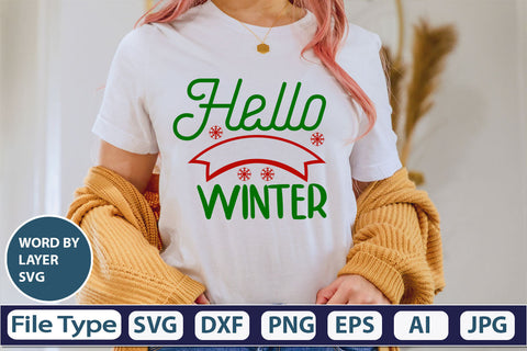 Hello Winter SVG Cut File SVG DesignPlante 503 