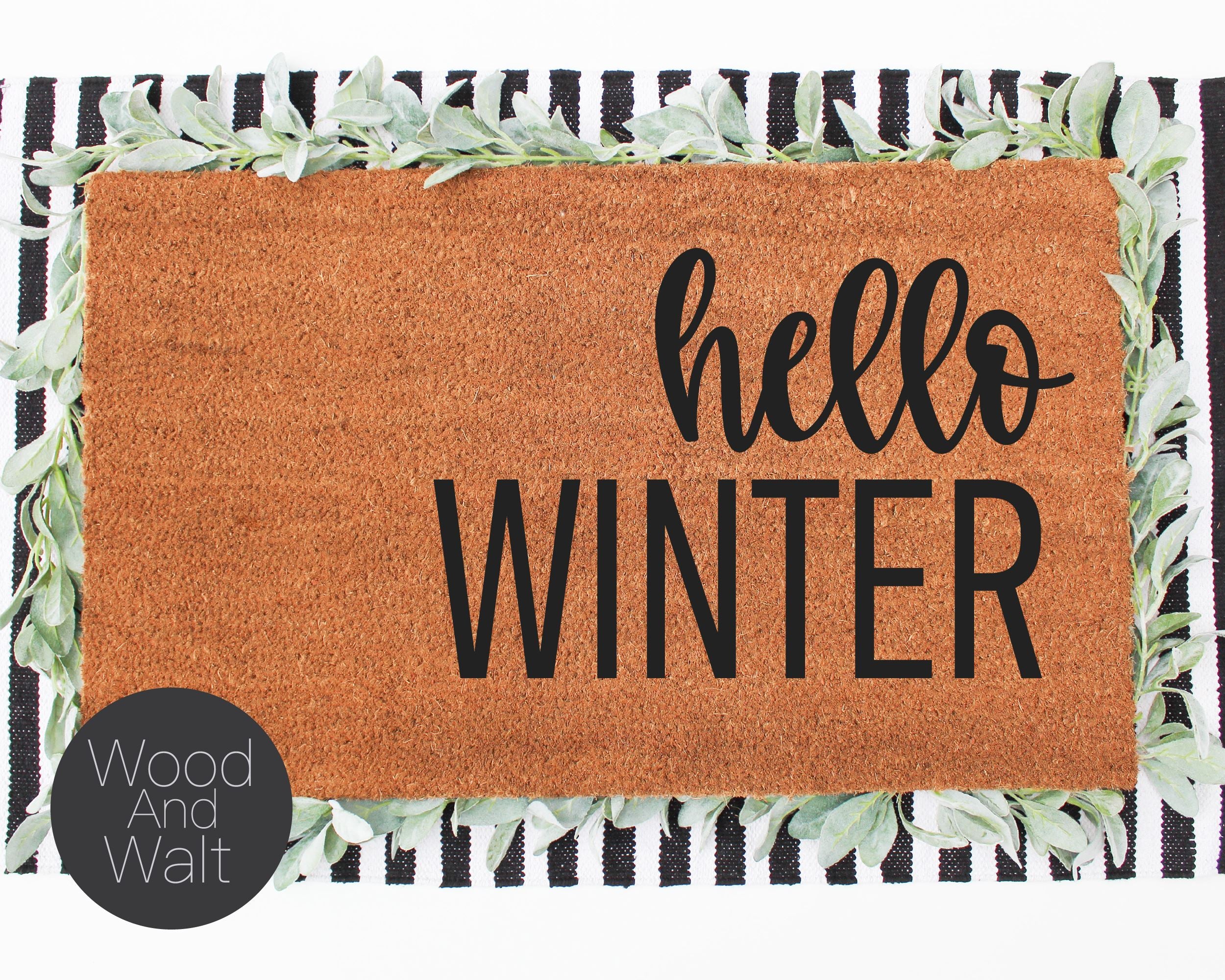 Hello Winter SVG, Doormat Cut File, Stencil For Entry Sign, Modern Home  Decor, Printable Wall Art, Outdoor Porch Design