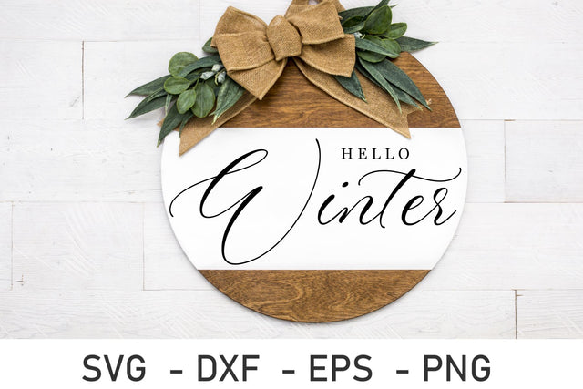 Hello Winter SVG, Farmhouse Round Sign SVG, Welcome SVG SVG Chamsae Studio 