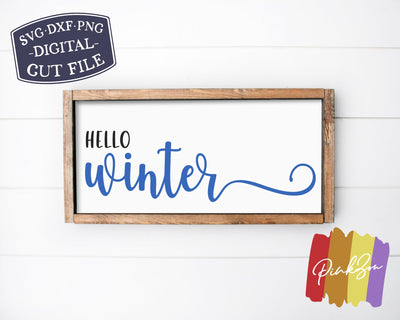 Hello Winter SVG Files | Farmhouse Svg | Family Svg | Winter Svg | Home Svg | Commercial Use | Digital Cut Files (1072445252) SVG PinkZou 