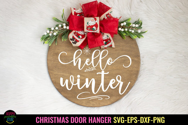 Hello Winter SVG I Christmas Door Sign SVG I Christmas SVG SVG Happy Printables Club 