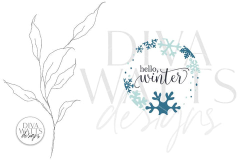 Hello Winter SVG | Snowflakes Christmas Round Design SVG Diva Watts Designs 