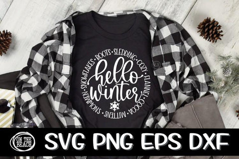 HELLO WINTER SVG - Winter - Words - Circle - SVG PNG EPS DXF SVG On the Beach Boutique 