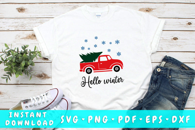 Hello Winter Truck SVG SVG HappyDesignStudio 
