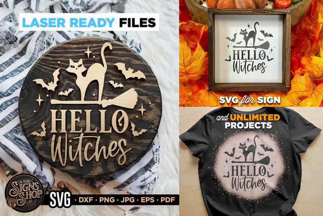 Hello witches cat | Halloween SVG Sign SVG The Vintage Signs Shop 