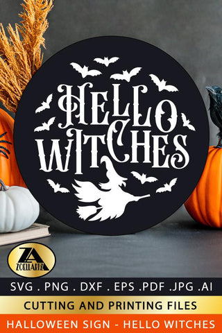 Hello Witches SVG Halloween Round Sign SVG Spooky SVG SVG zoellartz 