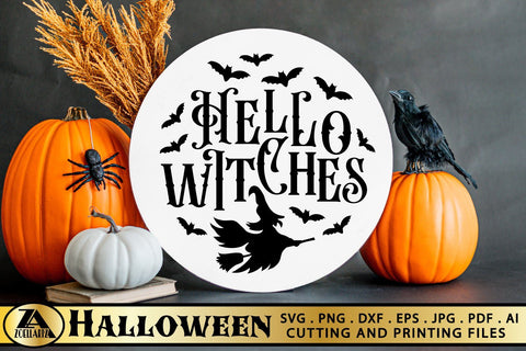 Hello Witches SVG Halloween Round Sign SVG Spooky SVG SVG zoellartz 