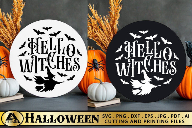 Hello Witches SVG Halloween Round Sign SVG Spooky SVG SVG zoellartz 