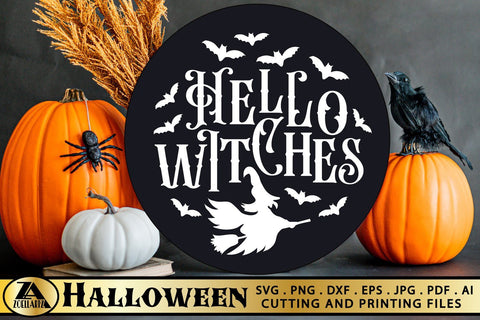 Hello Witches SVG Halloween Round Sign SVG Spooky SVG SVG zoellartz 