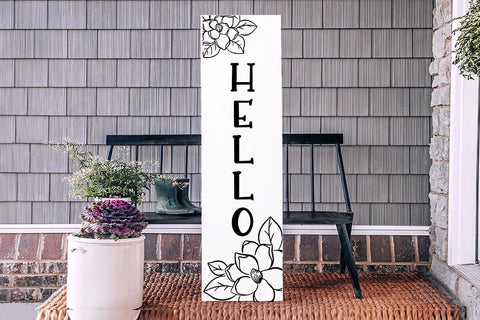 Hello with Magnolias - Vertical Porch SVG SVG So Fontsy Design Shop 