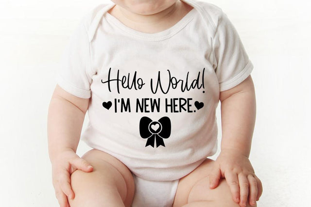 Hello World I'm New Here - Bow (Girl) SVG SVG So Fontsy Design Shop 