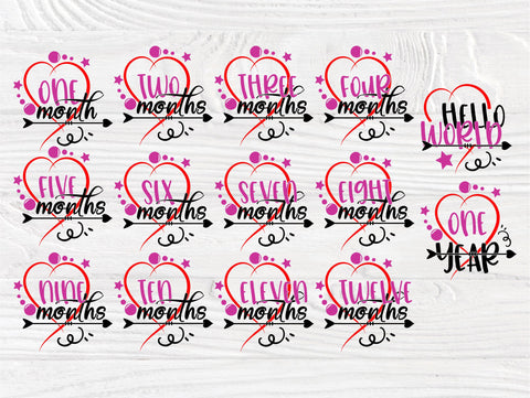 Hello world SVG | Baby milestones SVG | Baby months svg | Monthly milestones svg | Svg cut files for cricut silhouette | Baby first year svg SVG TonisArtStudio 