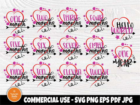 Hello world SVG | Baby milestones SVG | Baby months svg | Monthly milestones svg | Svg cut files for cricut silhouette | Baby first year svg SVG TonisArtStudio 