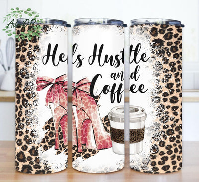 Hells Hustle And Coffee Tumbler Png, Leopard Tumbler Wrap, Leopard Print High Heels 20oz Skinny Tumbler, Instant Download Sublimation AdriOP 