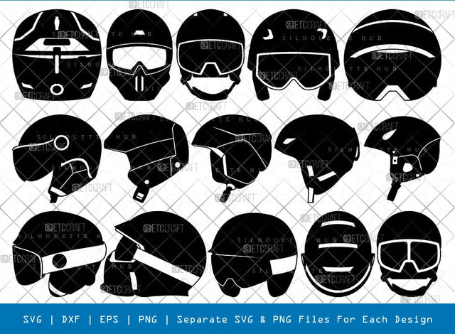 Helmet Silhouette, Snowboard Helmet SVG, Ski Helmet Svg, Ski & Snowboard Helmet Svg, Snowboard Helmet Bundle, SB00968 SVG ETC Craft 