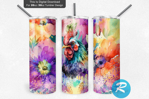 Hen Chicken Farm Flower 20 oz / 30 oz Tumbler PNG Sublimation Regulrcrative 
