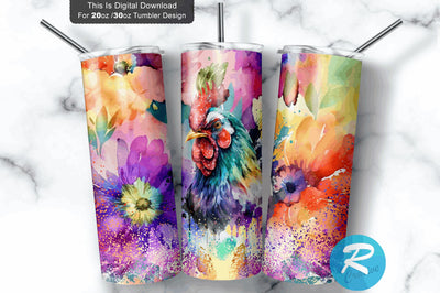 Hen Chicken Farm Flower 20 oz / 30 oz Tumbler PNG Sublimation Regulrcrative 