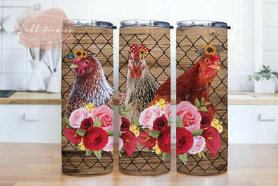 Hen Chicken Farm Western Tumbler, Western Tumbler 20oz Skinny Tumbler Design, 20 oz skinny tumbler sublimation design download Sublimation Rabbitmakies 
