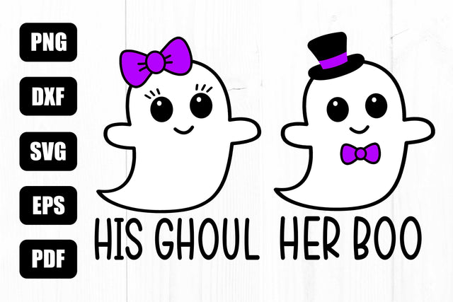 Her Boo Svg, His Ghoul Svg, Halloween Svg, Ghost Svg, Spooky Svg, Boo Svg, Halloween Designs SVG Litke Designs 