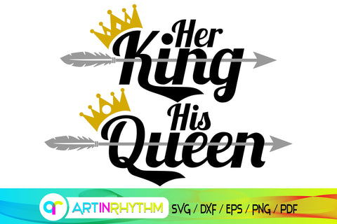 her king svg, her queen svg, couple svg SVG Artinrhythm shop 