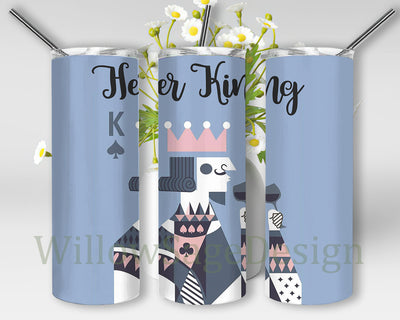 Her King Tumbler Png, King 20oz Skinny Tumbler, Valentines Tumbler Wrap, Love Day Sublimation Design, Valentines Day Gift, Digital Download Sublimation WillowSageDesign 