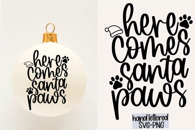 Here comes santa paws SVG, Hand Lettered SVG SVG AnitaAlyiaLettering 
