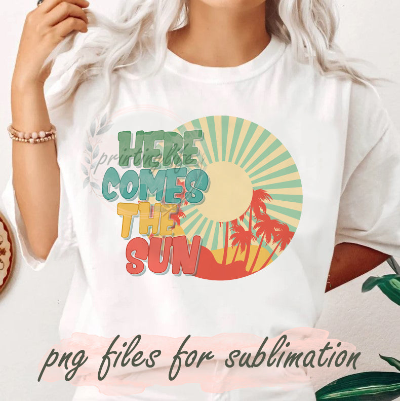 Here Comes The Sun Png File, Sun Summer Png, Retro Summer Beach ...