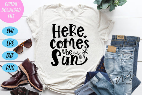 Here comes the sun svg, beach svg, summer t shirt svg, hello summer svg,summer cut files SVG Isabella Machell 