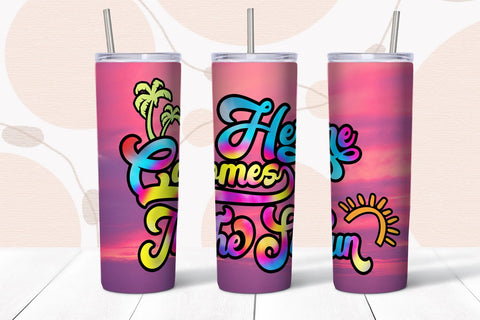 Here Comes- Tumbler Sublimation I 20 Oz Summer Tumbler PNG Sublimation Happy Printables Club 