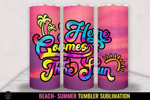 Here Comes- Tumbler Sublimation I 20 Oz Summer Tumbler PNG Sublimation Happy Printables Club 