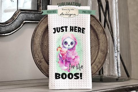 Here For the Boos | Feeling BooJee | Pink Ghost Kitchen Towel Sublimation Sublimation Ewe-N-Me Designs 