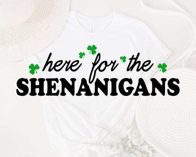Here For The Shenanigans SVG, Retro svg, St Patrick's Day SVG, Funny St Patricks Day svg, Irish svg, Shamrock svg, Lucky shirt svg cut file SVG Fauz 
