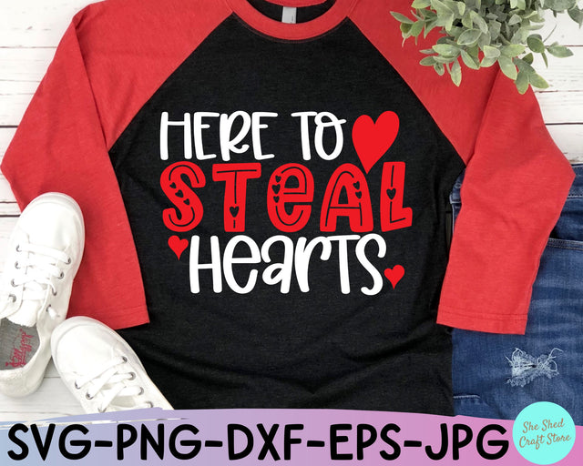 Here To Steal Hearts Kids Valentines Day Svg SVG She Shed Craft Store 