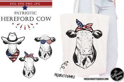 Hereford Cow Patriotic Cut files and Sublimation SVG Loveleen Kaur 