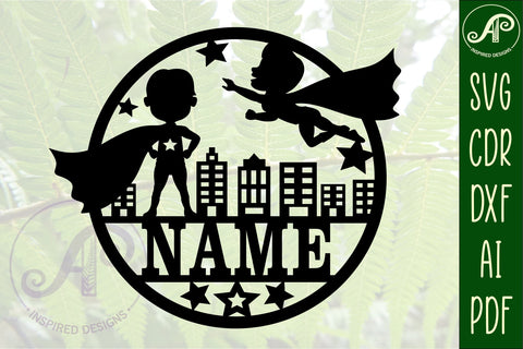 Hero Boy Name sign svg laser cut template, wall art SVG APInspireddesigns 
